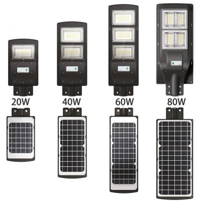 Outdoor Ip67 Outdoor Lamp High Lumen Smart Motion Sensor All In One Solar Led Street Light manufacturers