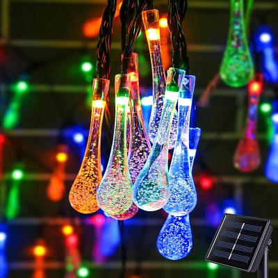 Solar Outdoor String Lights Water Drop Mode LED Solar Fairy Lights