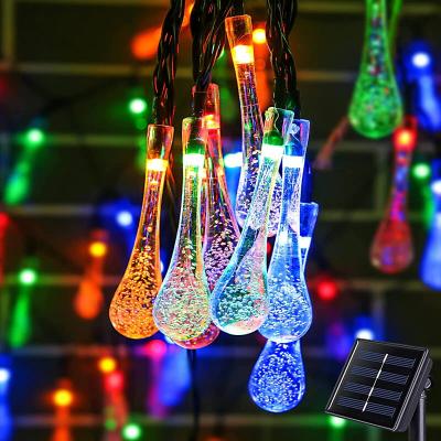 Solar Outdoor String Lights Water Drop Mode LED Solar Fairy Lights