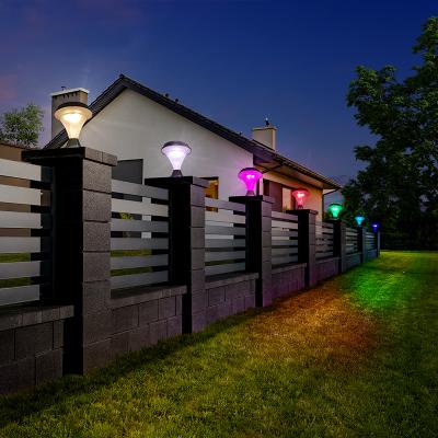 OEM Solares Exterior Waterproof IP55 Villa Pillar Lamp Column RGB Solar LED Light Outdoor Garden Decoration Luz Luminaire
